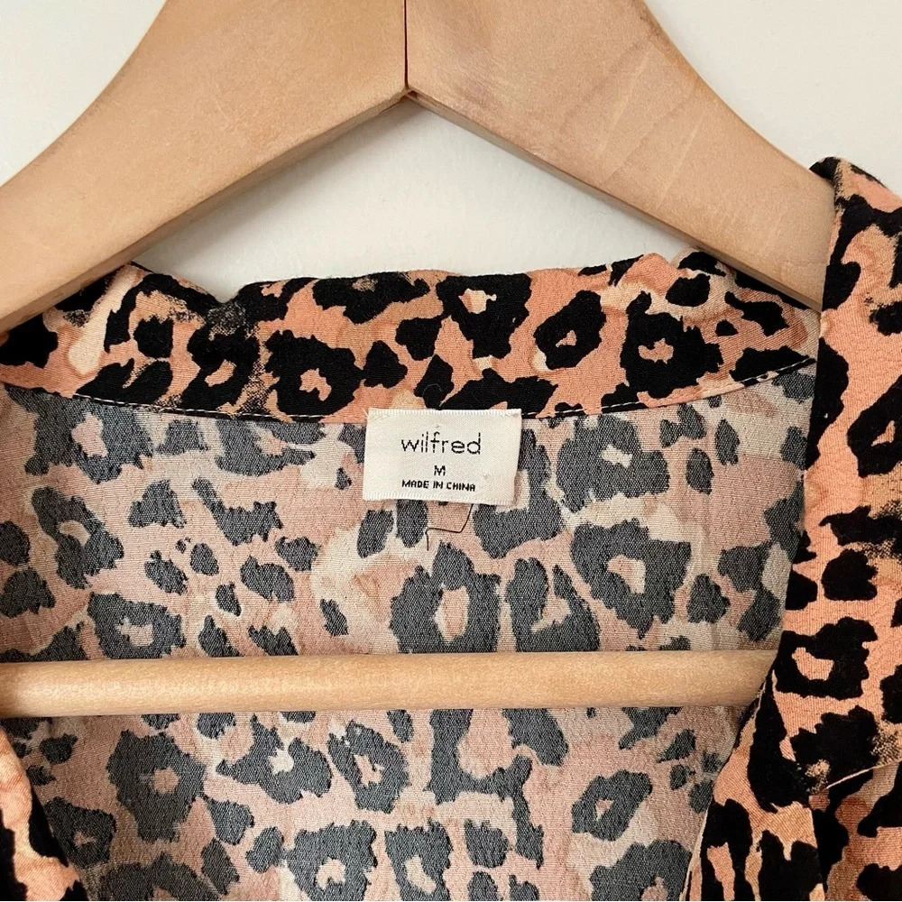 Aritzia Wilfred Emmeline Blouse Leopard Print Button Up - Picture 6 of 9